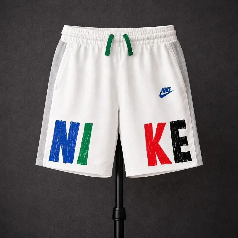 New Nike Youth Kids CZ9126-100 Knit Pockets Shorts XL Spellout Training